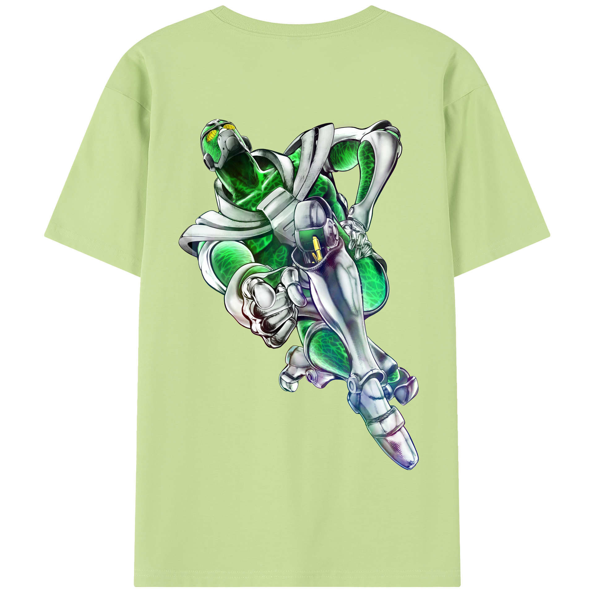 （画像用） ジョジョの奇妙な冒険 花京院 典明（かきょういん のりあき） JoJo's Bizarre Adventure Kakyoin Noriaki 綿100％半袖Tシャツ（背面プリント）